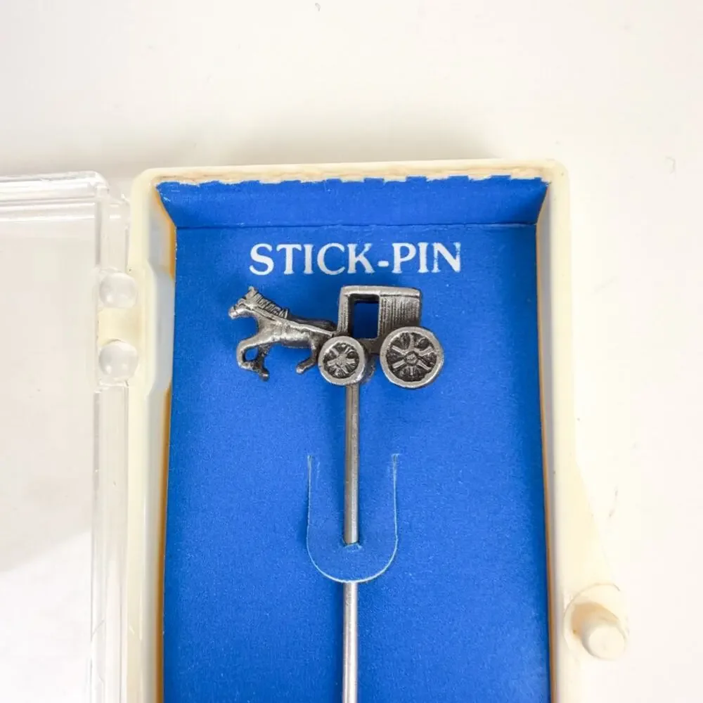 Made in USA Amish Horse Carriage Cart Stick Pin